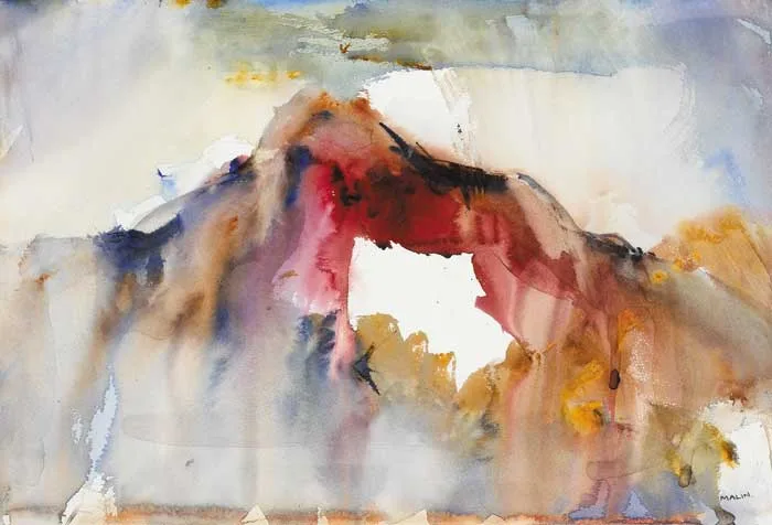 Anthony Malin, EVENING SUNSET, SLIABH MHóR, ACHILL ISLAND, COUNTY MAYO, watercolour