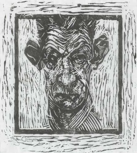 John Campion, BECKETT, woodblock print on Japanese paper; artist's proof
