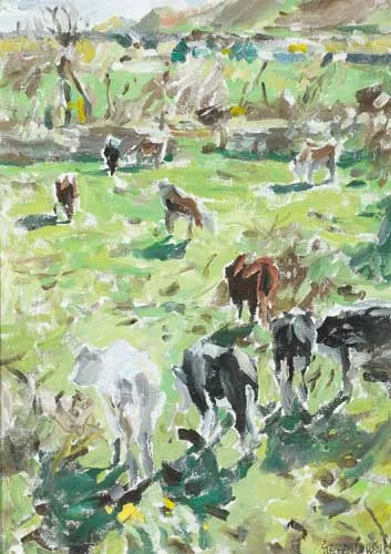 CATTLE IN SUNLIGHT by Stephen Cullen, 1986, oil on canvas, offered May 2008