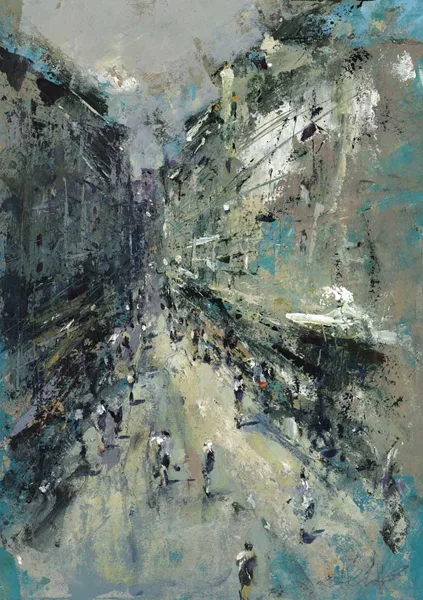 Andrew Hood, ROME STREET, acrylic on board