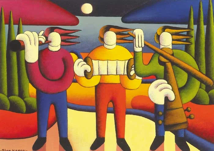 MOONLIGHT SESSION by Alan Kenny, 2006, acrylic on board, offered May 2008