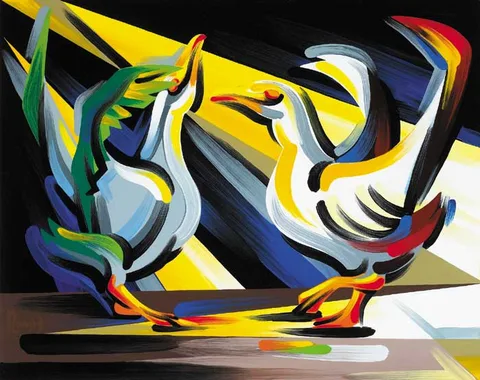 TWO SEAGULLS by Simon P. Meyler, acrylic on canvas, sold May 2008