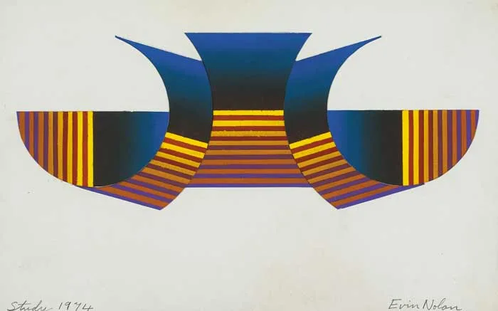 Evin Nolan, STUDY FOR SPLIT RECTANGLE, UCD, 1974, acrylic on board