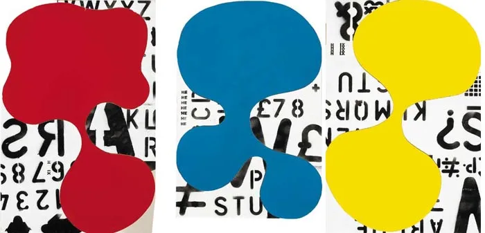 Hugh McCarthy, BLACK AND WHITE (TRIPTYCH), acrylic on board (irregular dimensions)