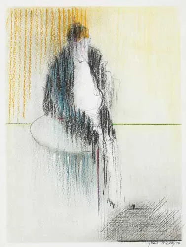 FIGURE IN INTERIOR by John Kelly, 1976, pastel and watercolour, offered May 2008