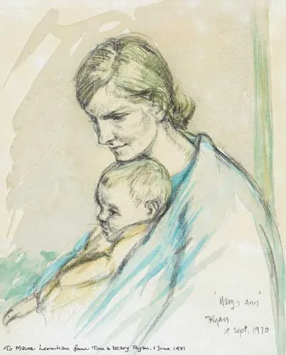 MARY AND ANN by Thomas Ryan, 1970, watercolour over pencil, sold May 2008