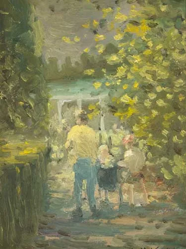 THE BOTANIC GARDENS by William Mason, oil on board, sold May 2008