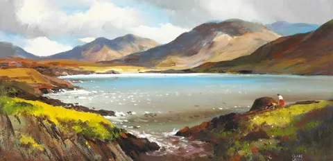 Clare Cryan, STACKING TURF, DONEGAL, oil on canvas