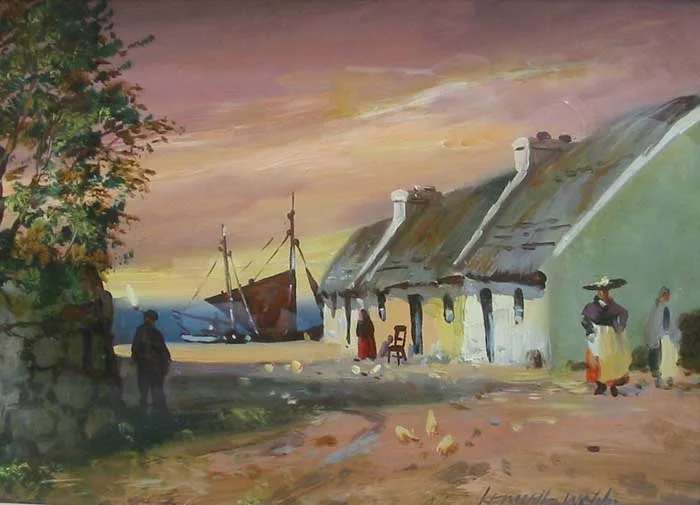THE CLADDAGH by Kenneth Webb, oil on board, sold May 2008