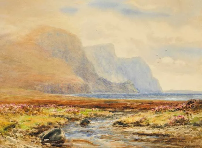 MINAUN CLIFFS, ACHILL by Alexander Williams, watercolour, offered May 2008