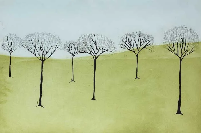 Cora Cummins, PARK TREES, etching (artist's proof)
