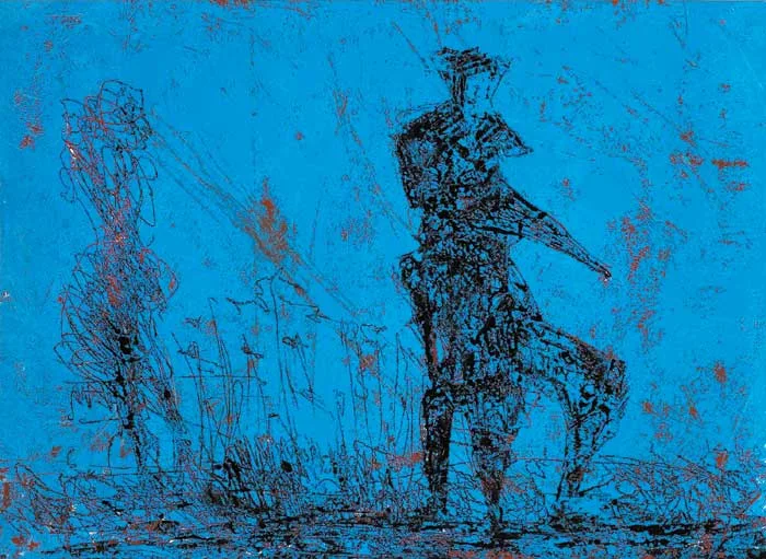 FIGURES by Edward Delaney, oil on paper, sold Dec 2007