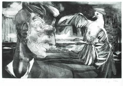 BECKETT SERIES FROM AN ABANDONED WORK by Diarmuid Delargy, 1996, etching, artist's proof, sold Dec 2007