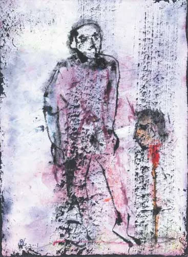 ENCOUNTER by John Kingerlee, watercolour and pencil on paper, sold Dec 2007