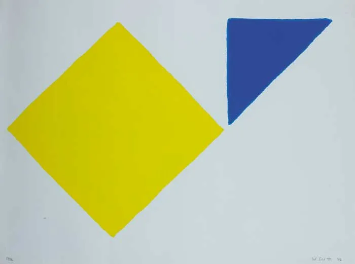 YELLOW SQUARE PLUS QUARTER BLUE by William Scott, silkscreen print (no. 40 from and edition of 72), sold Dec 2007