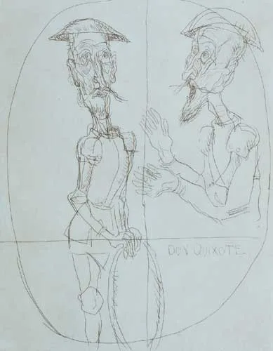 DON QUIXOTE by Brian Bourke, 1973, etching (no. 20 from an edition of 75), sold Dec 2007