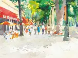 Brett McEntagart, LIGHT AND SHADOW, SIDEWALK CAFE, AIX EN PROVENCE