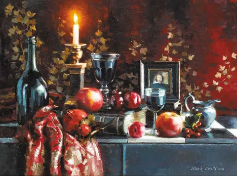 Mark O'Neill, STILL LIFE BY CANDLELIGHT, 2003, oil on board
