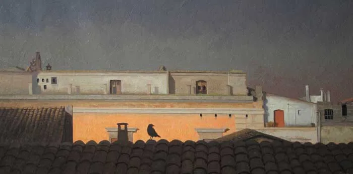 ROOFTOPS, GRAVINA IN PUGLIA by Stuart Morle, 2007, oil on canvas, sold Dec 2007