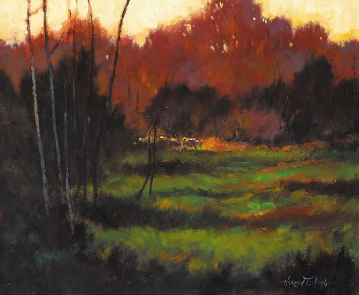 AUTUMN COWS by Norman Teeling, 2006, oil on canvas laid on board, sold Dec 2007