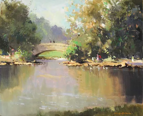 George K. Gillespie, THE POND AT STEPHEN'S GREEN, DUBLIN, oil on canvas