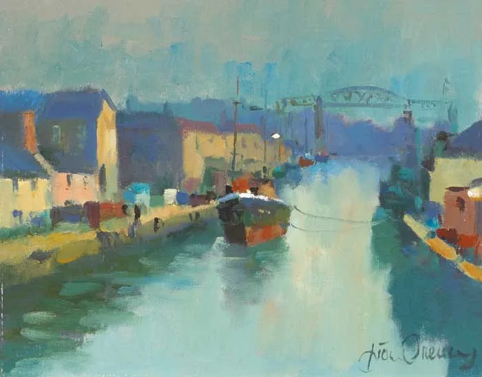 EVENING STUDY, DROGHEDA by Liam Treacy, oil on board, sold Dec 2007