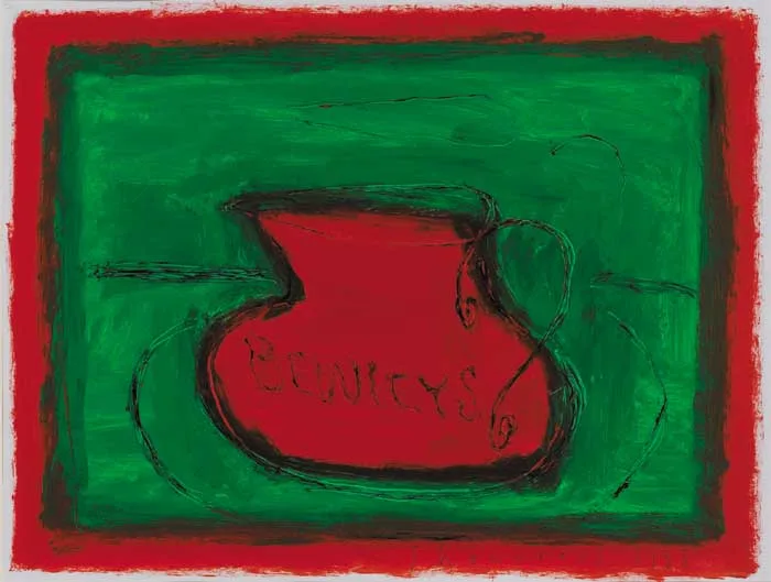 BEWLEY'S JUG by Neil Shawcross, 1998, acrylic on paper, sold Dec 2007