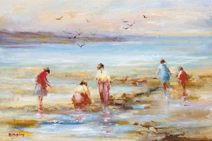 ROCKS AND SAND by Elizabeth Brophy, oil on board, sold Dec 2007