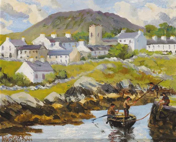 ROUNDSTONE by Fergus O'Ryan, oil on board, sold Dec 2007