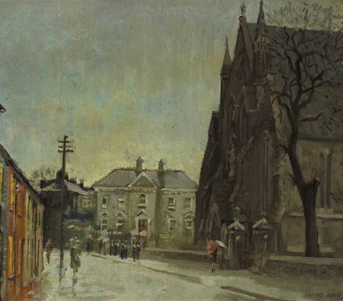 Thomas Ryan, ST JOHN'S CATHEDRAL, LIMERICK, 1957, oil on canvas board
