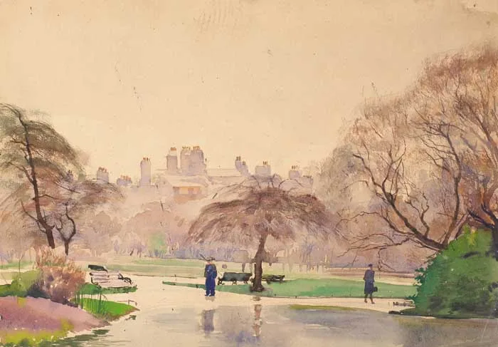 ST STEPHEN'S GREEN, DUBLIN by Simon Coleman, watercolour over pencil, offered Dec 2007