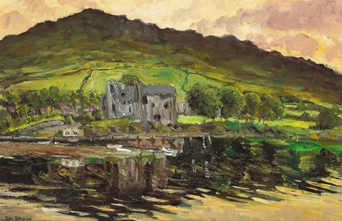 Patric Stevenson, KING JOHN'S CASTLE AND SLIEVE FOY, CARLINGFORD, 1968, oil on board