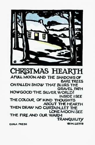 Dorothy Blackham, CHRISTMAS HEARTH, hand-coloured Cuala Press print