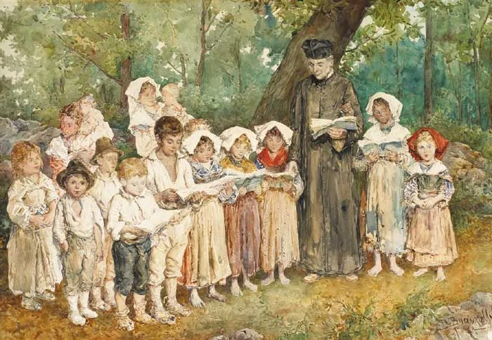 Daniele Bucciarelli, AN OUTDOOR CHILDREN'S CHOIR, ROME, watercolour with pen and ink