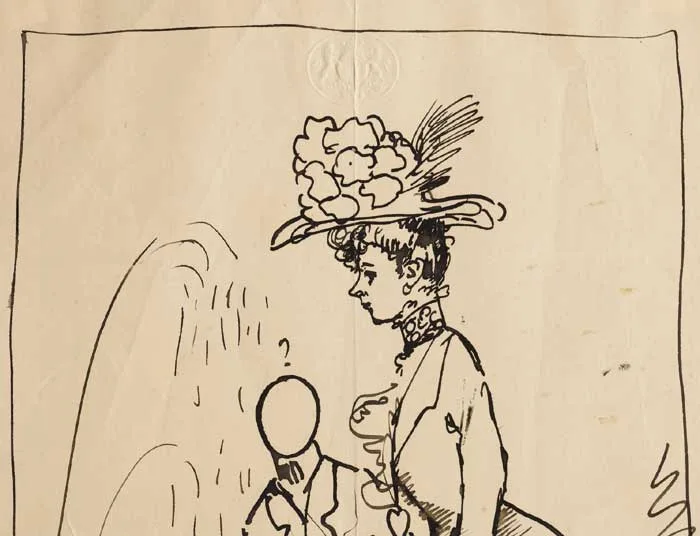 MRS ST GEORGE WITH HAT by William Orpen, pen and ink on paper, offered Dec 2007