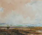 Claude Hayes, BEACH AT LOW TIDE - CHRISTMAS CARD SENT TO J.R. HALL, DECEMBER 1912