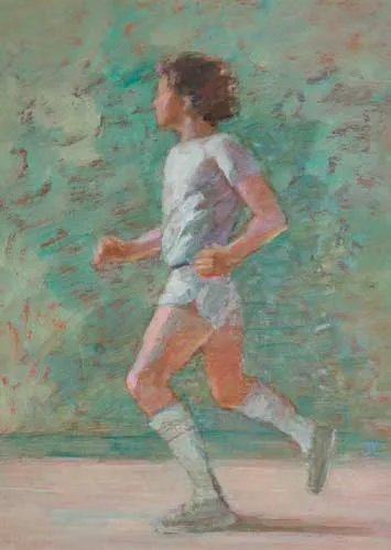 Cherith McKinstry, RUNNING BOY (THE ARTIST'S SON), gouache on board