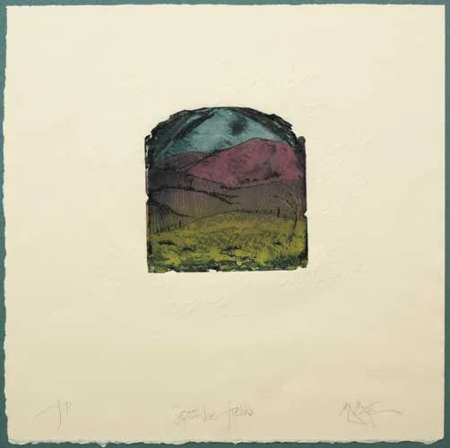 SEPTEMBER FIELDS by Marie Louise Martin, 1996, etching on embossed paper (artist's proof), offered Dec 2007