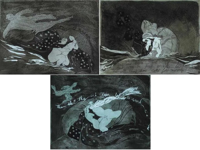 THE APPARITIONS (SET OF THREE) by Finola Graham, 1980, etchings, sold Dec 2007