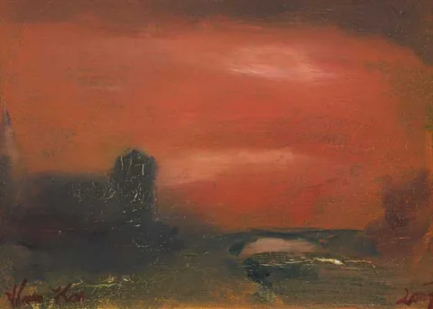 Adam Kos, SUNSET IN TOWN, 2007, oil on canvas