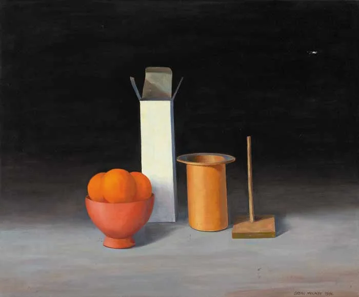 STILL LIFE WITH ORANGES by Brian Mooney, 1984, oil on canvas, offered Dec 2007