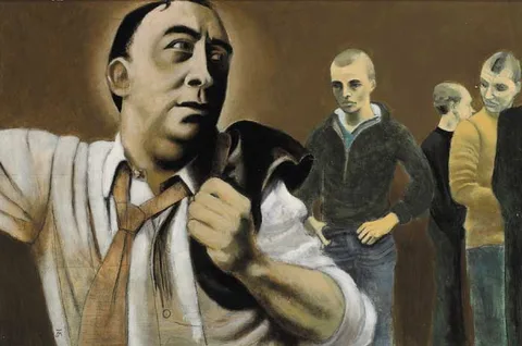 LOOKING OVER YOUR SHOULDER by Marian Jeffares, oil on board, offered Dec 2007