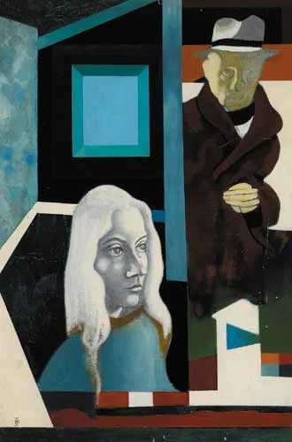 SELF PORTRAIT by Marian Jeffares, oil on board, offered Dec 2007
