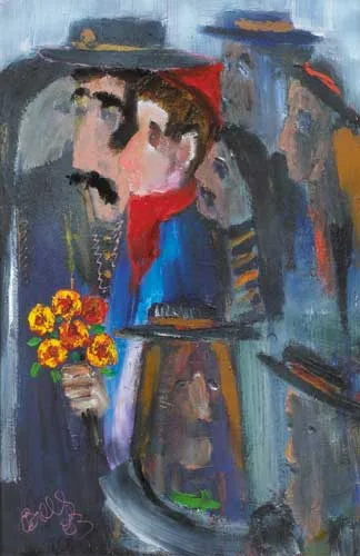 FLOWERS FOR JON JON by Bill Griffin, 2003, oil on board, sold Dec 2007