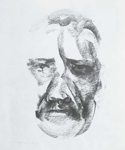 JOHN MILLINGTON SYNGE by Louis le Brocquy, 1981, collotype lithograph on Rives paper (no. 66 from an edition of 100), sold Apr 2008