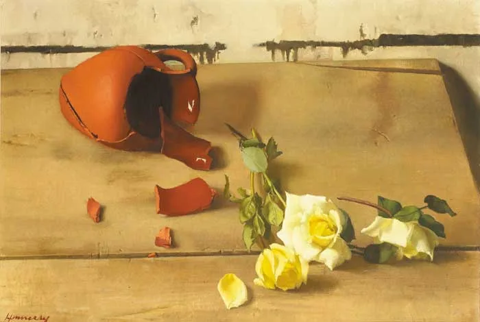 THE BROKEN JUG by Patrick Hennessy, 1965, oil on canvas, sold Apr 2008