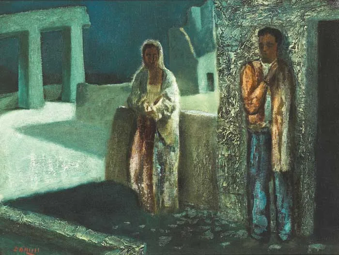 ANSWERING by Daniel O'Neill, oil on board, offered Apr 2008