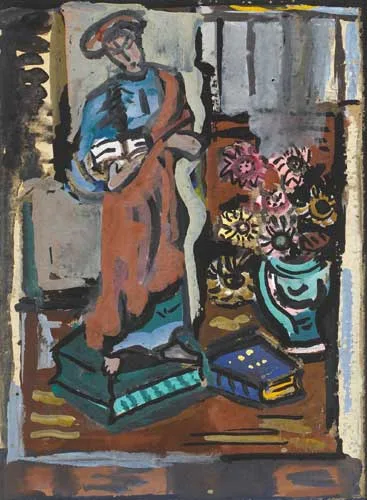 SAINT ON A BOOK by Evie Hone, gouache on paper, sold Apr 2008