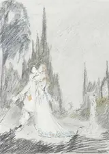 Harry Clarke, AN ELEGANT COUPLE IN A GARDEN