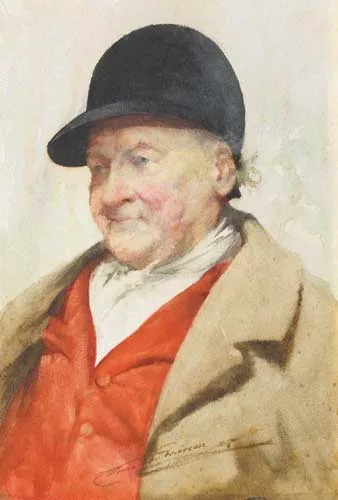 THE MASTER OF THE HUNT by Charles MacIver Grierson, 1895, watercolour, sold Apr 2008